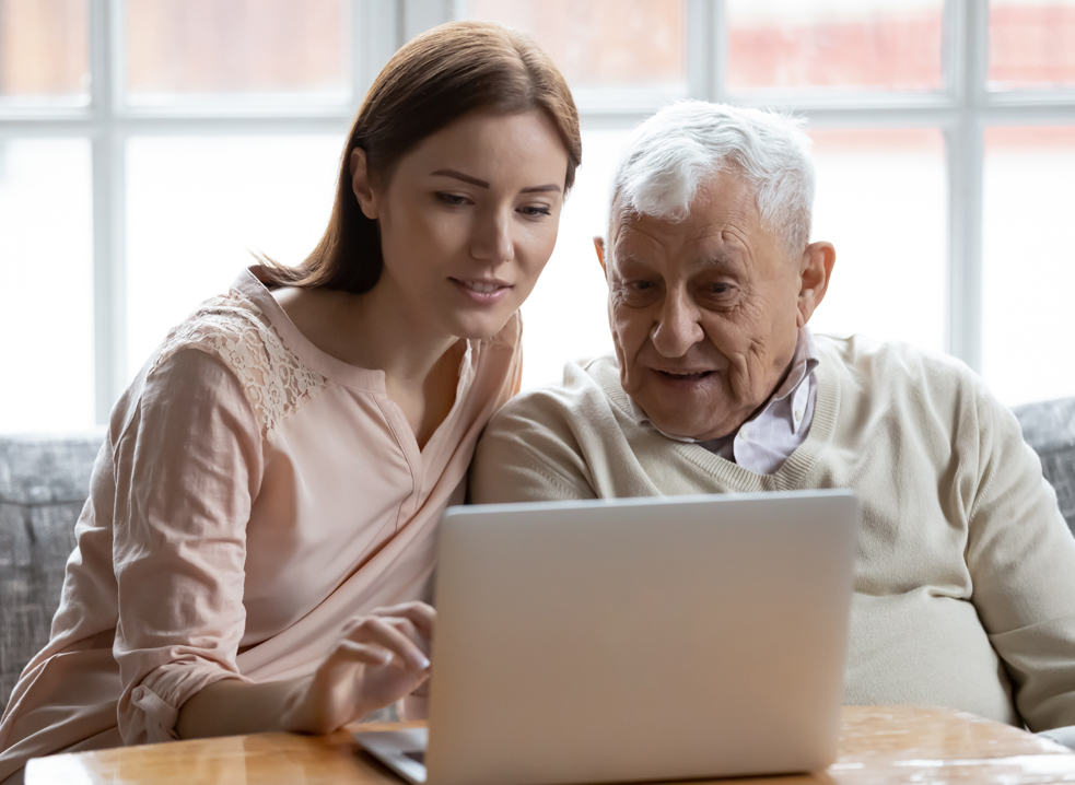 Woman spending time with her elderly mother