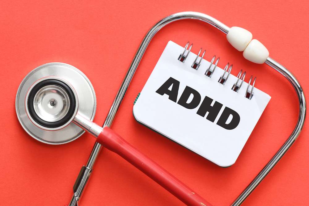 ADHD. Abbreviation ADHD on notebook